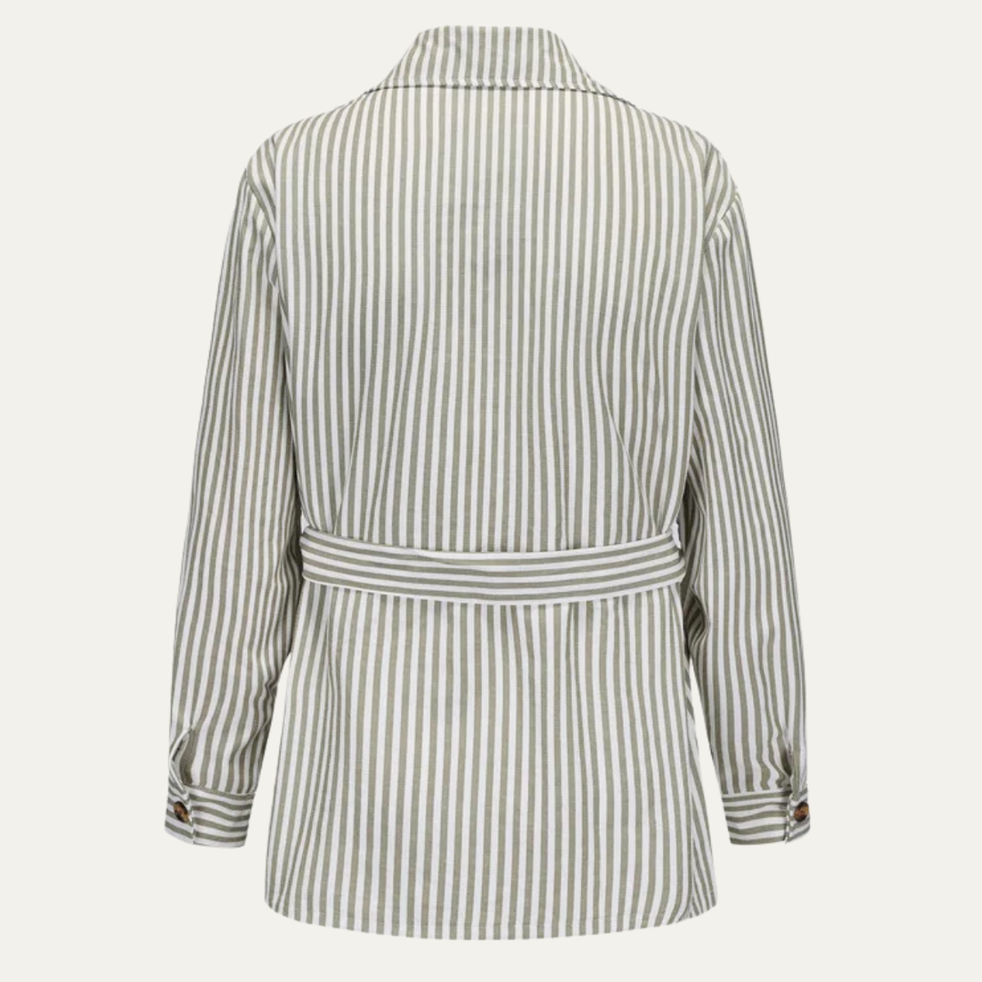 Freja Andersen | Herre Streetwear stribet knap-Down skjorte med lommer