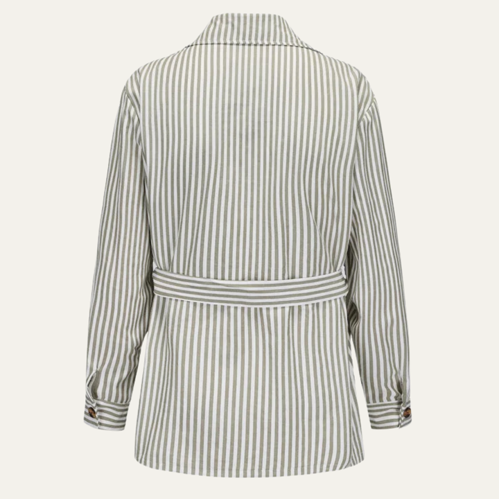 Freja Andersen | Herre Streetwear stribet knap-Down skjorte med lommer