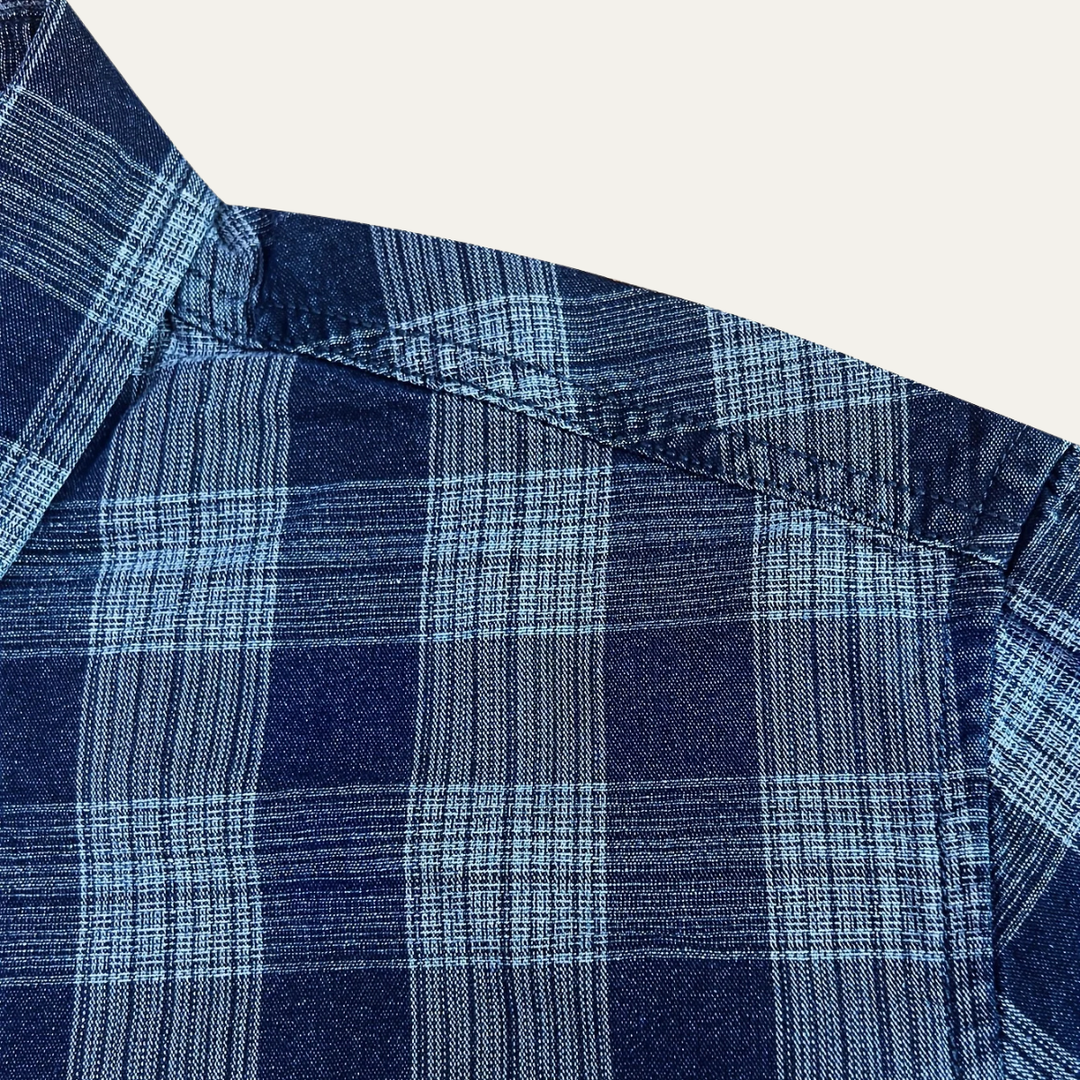 Foxwood Ridge herre Plaid denim skjorte med Chest Pockets