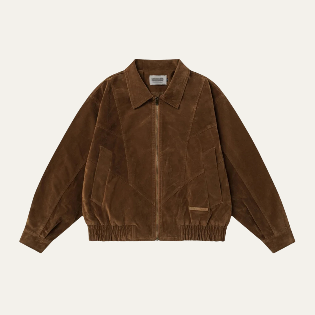 Freja Andersen | Herre Retro Zip Up ruskind bomberjakke