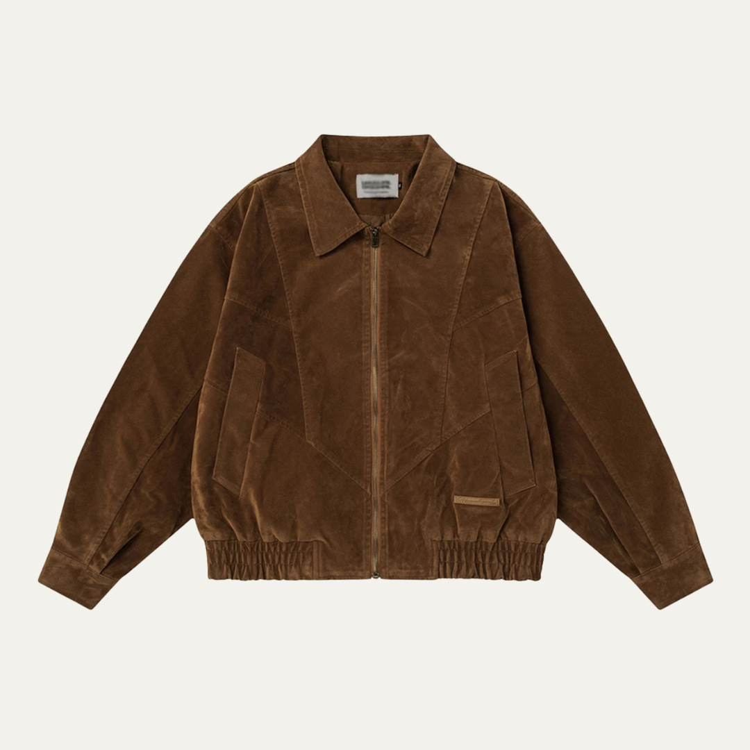 Freja Andersen | Herre Retro Zip Up ruskind bomberjakke