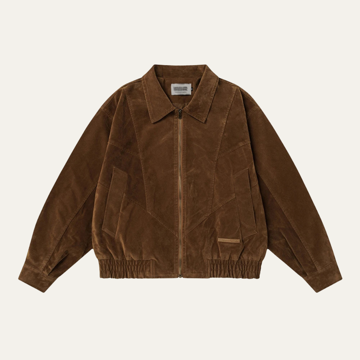 Freja Andersen | Herre Retro Zip Up ruskind bomberjakke