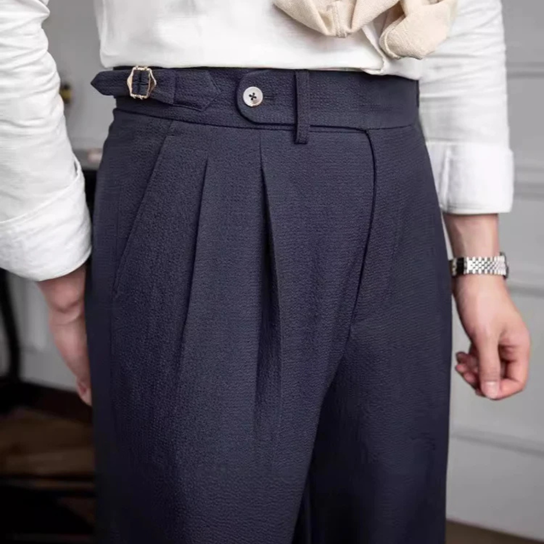 Freja Andersen | Herre slim fit høj talje plisserede pæne bukser
