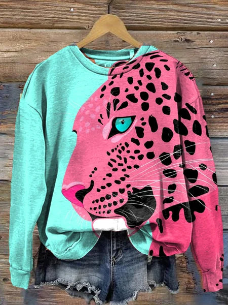 Sweater med rund hals og stilfuldt print — 1