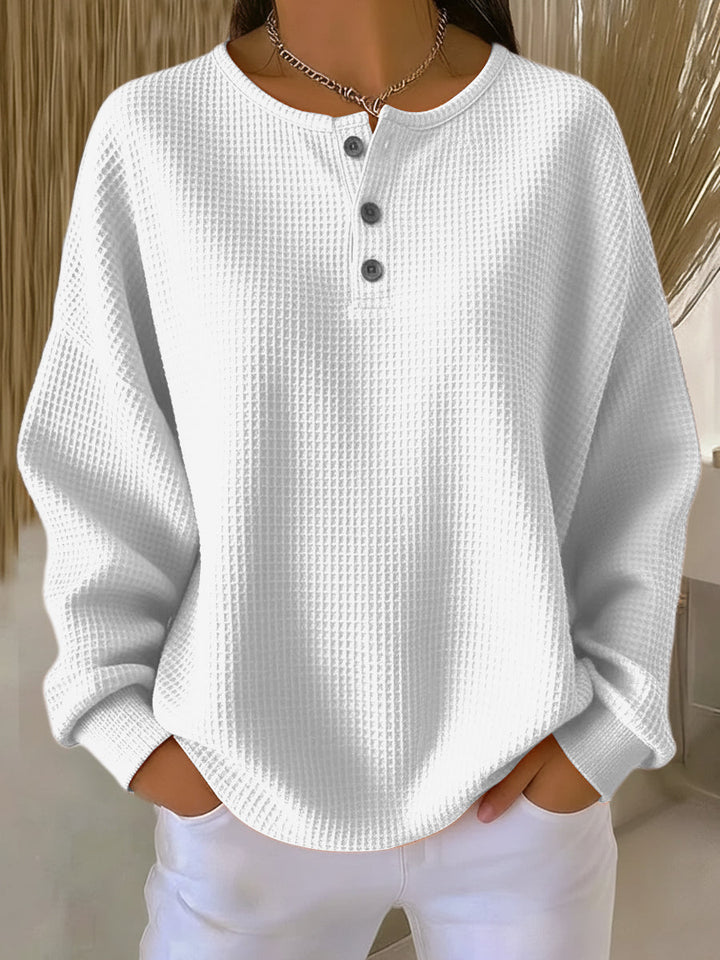 Mirabel™ | Hyggelig vaffel Henley sweatshirt — 2