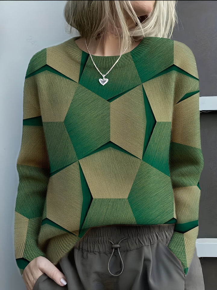 LUCIA – GEOMETRISK FARVEBLOKSTRIKKET SWEATER — 2
