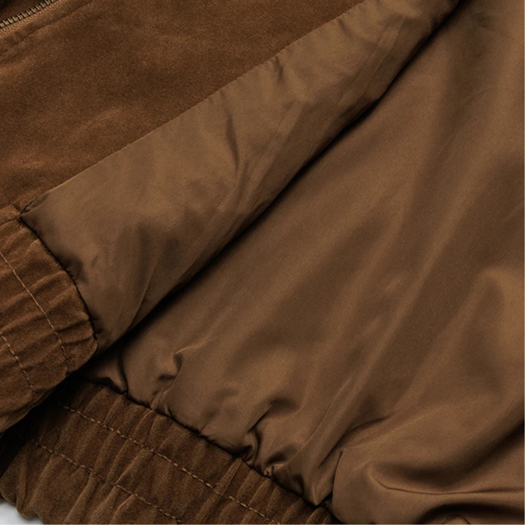 Freja Andersen | Herre Retro Zip Up ruskind bomberjakke