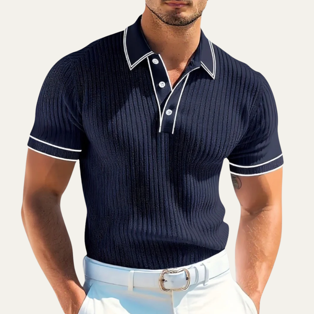 Freja Andersen | Herre ribstrikket business poloshirt