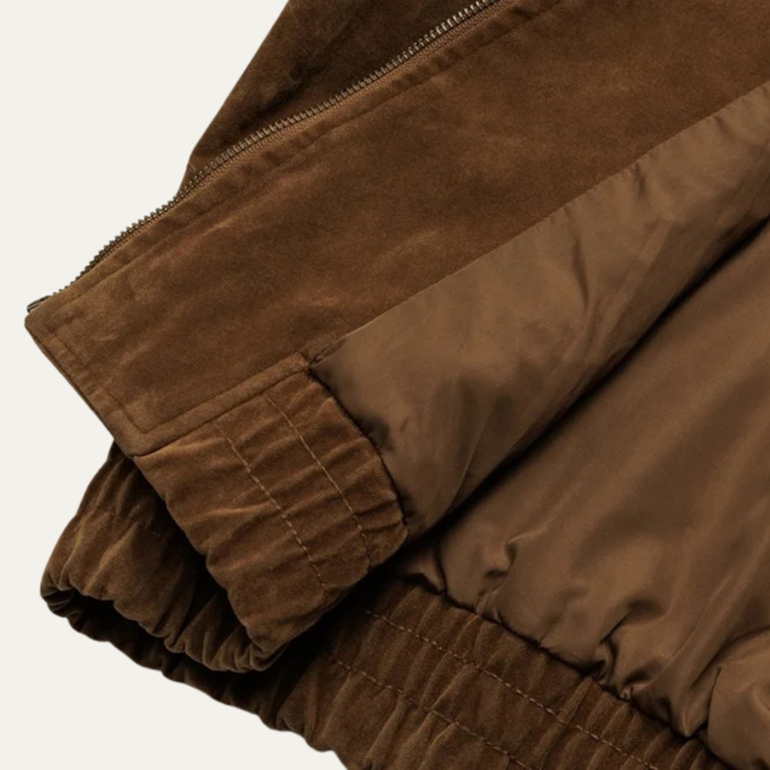 Freja Andersen | Herre Retro Zip Up ruskind bomberjakke
