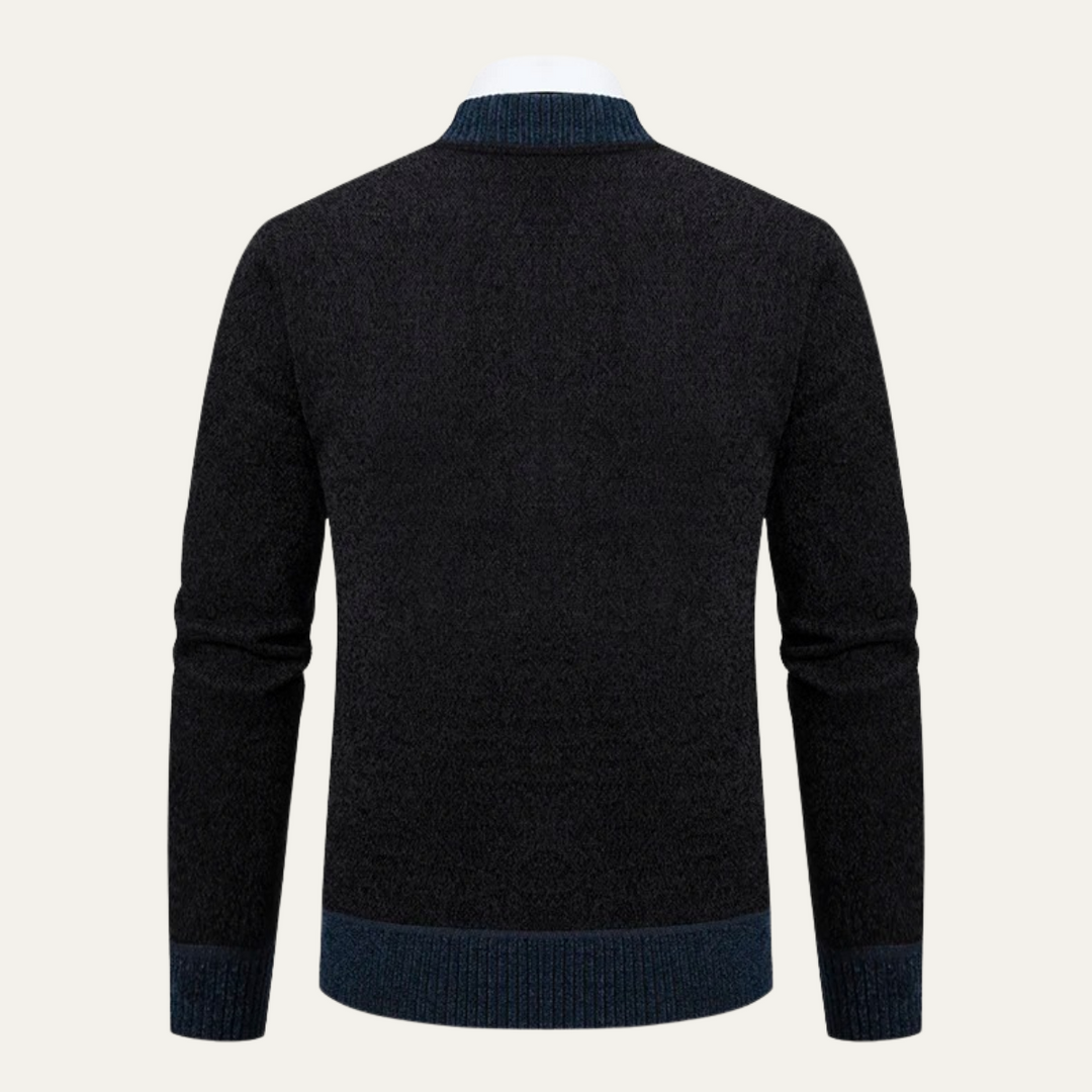 Clapham | Herre Embroidered stilren strik Zip trøje