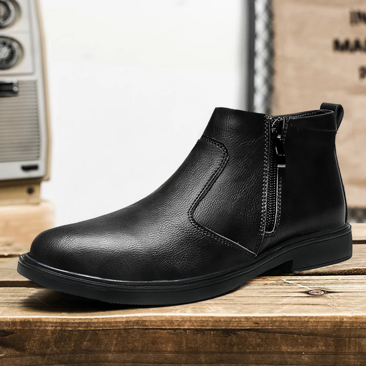 Freja Andersen | Herre afslappet Side Zip læder Ankle støvler