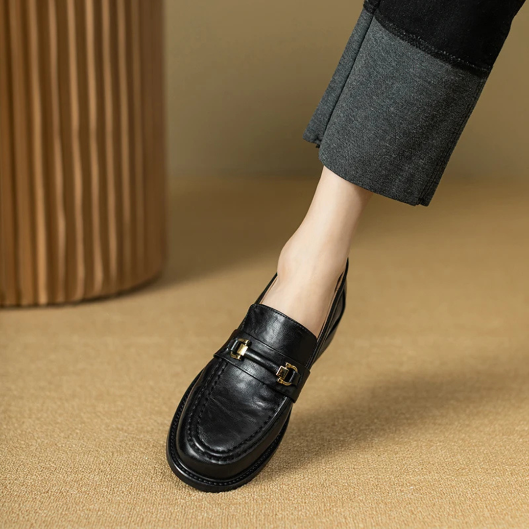 Montepulciano | Herre klassisk Slip On læder loafers med Metal Buckle