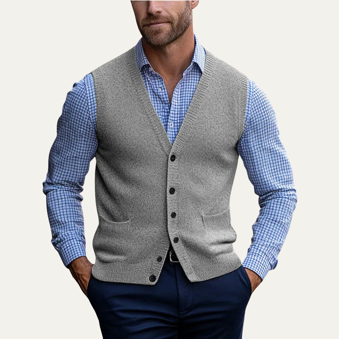 Freja Andersen | Herre stilren afslappet knap Front strik Vest