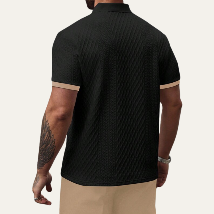 Cedarcrest Park herre Elegant tekstureret poloshirt med Contrast krave