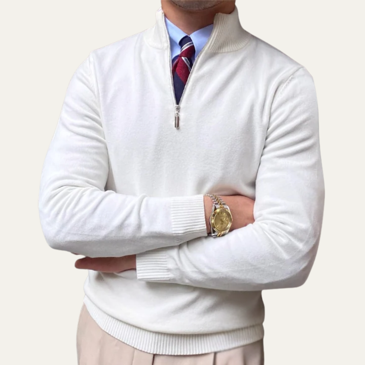 Brookline Ridge herre klassisk Mock Neck halv lynlås kashmir trøje