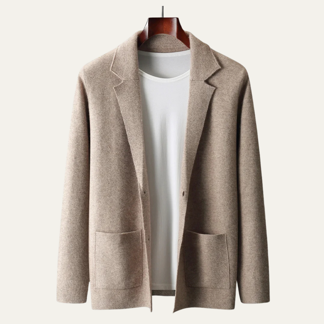 Freja Andersen | Herre blød jakkesæt krave merino uld strik cardigan