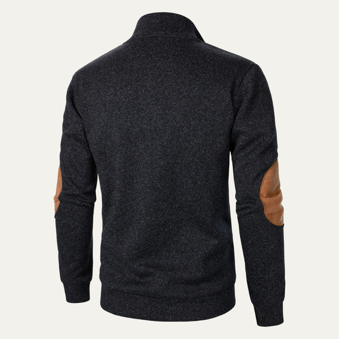 Freja Andersen | Herre stående krave fleecetrøje med ruskind Elbow Patches