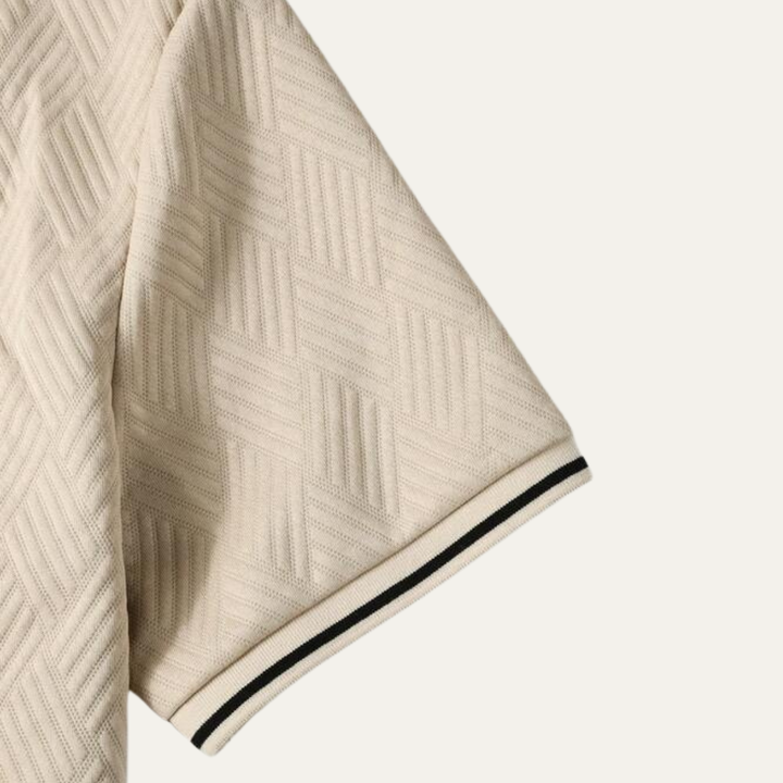 Freja Andersen | Herre abrikosfarvet tekstureret Elegant poloshirt
