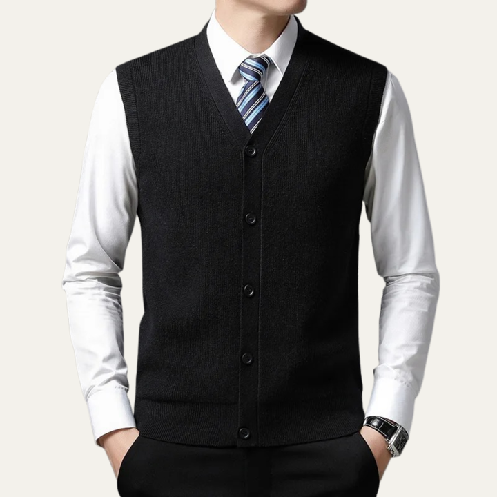 Freja Andersen | Herre stilren knap strik Waistcoat
