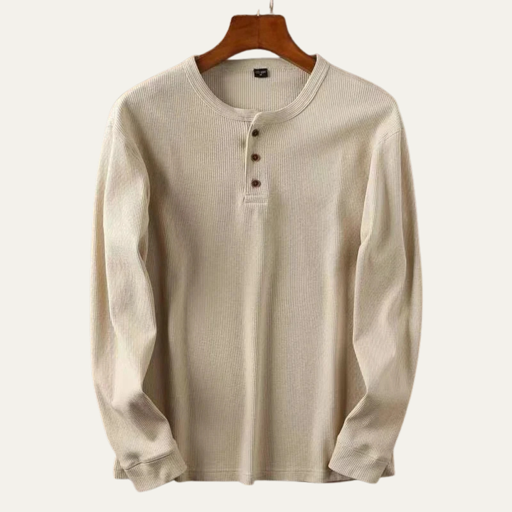 Glenhurst Park herre slim fit Thermal bomuld Waffle strik Henley skjorte