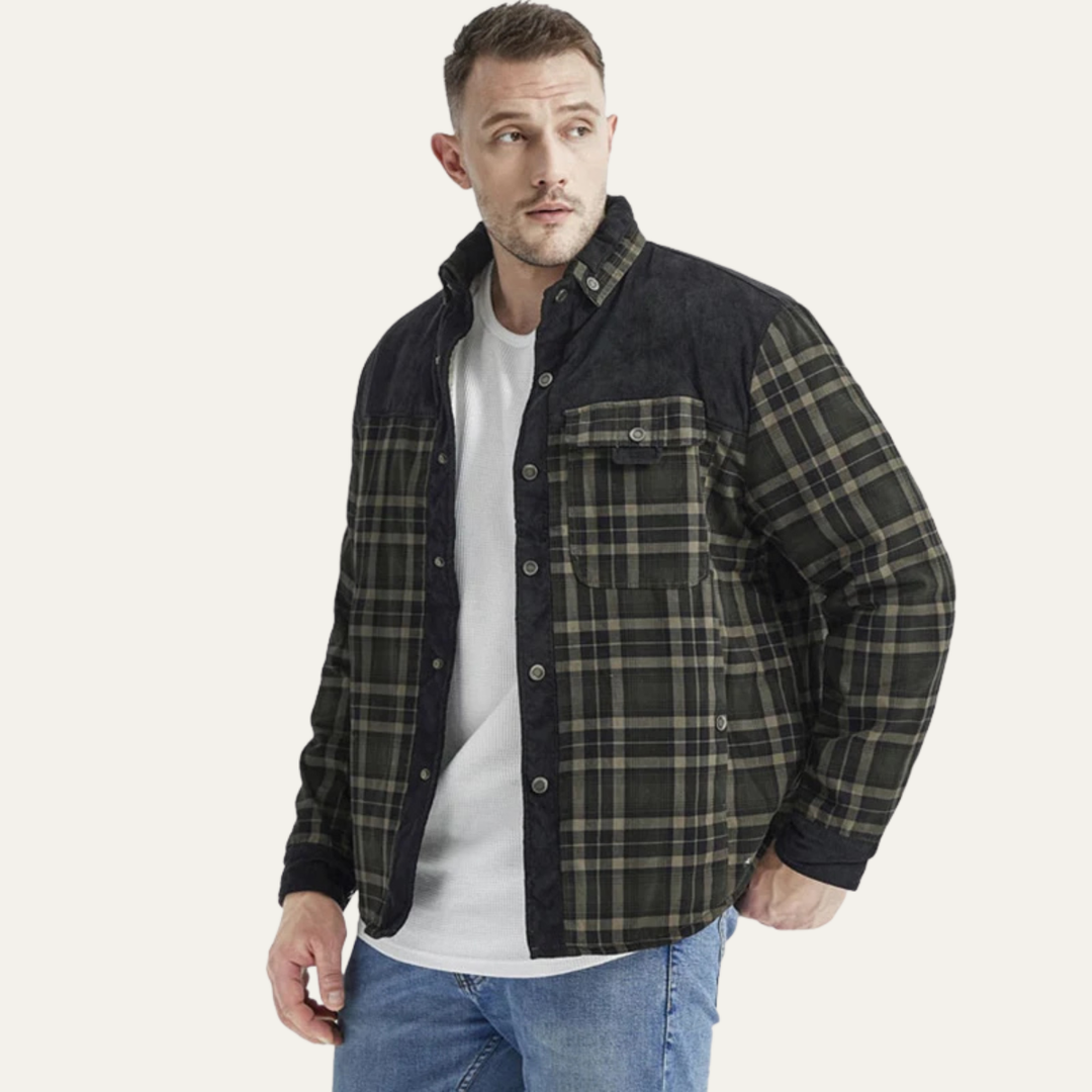 Freja Andersen | Herre Stylish Plaid Flannel jakke med Multi Pocket
