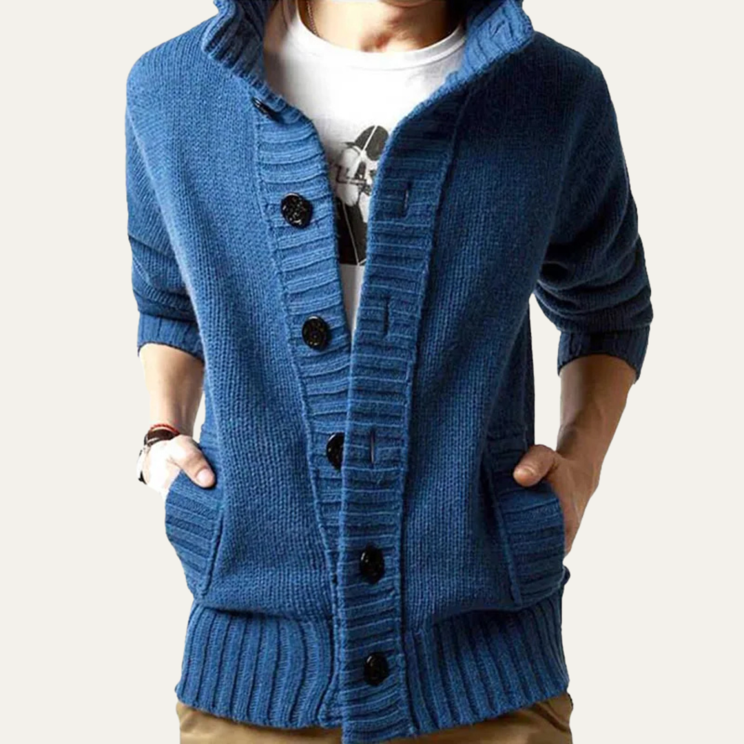 Athens | Herre vinter Front knap stående krave strik cardigan