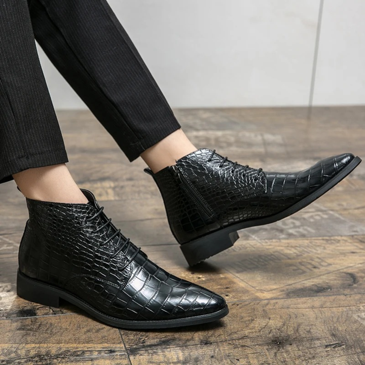 Stromboli | Herre Crocodile Pattern læder Ankle støvler - sort