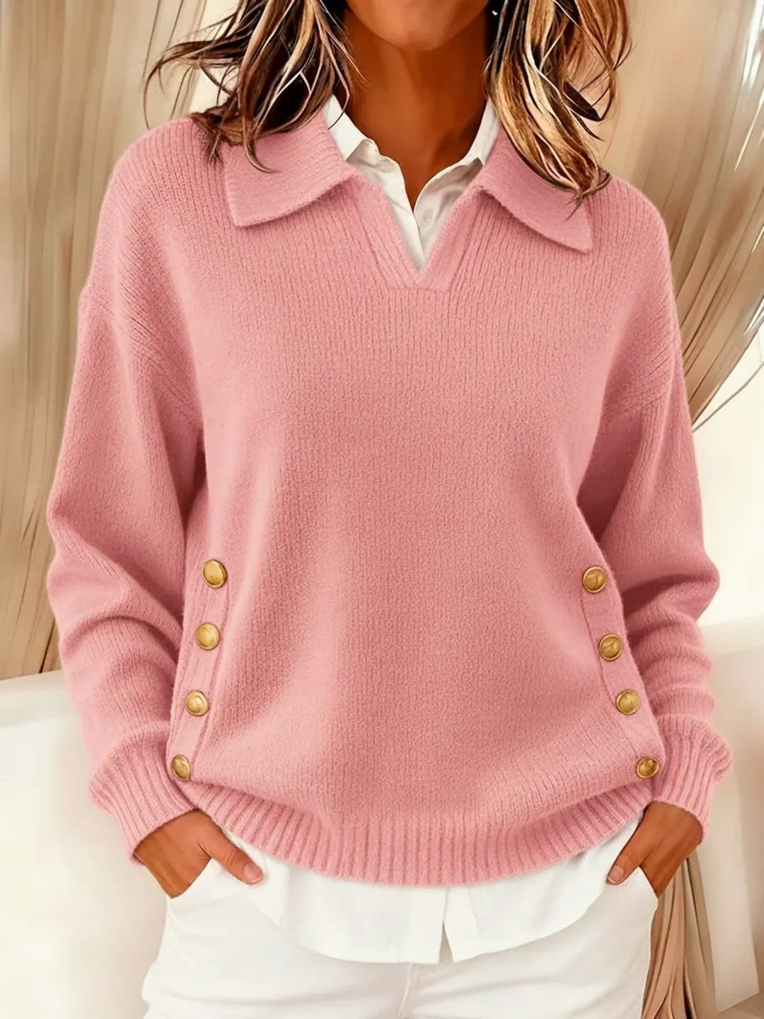 Vynette™ | V-hals sweater med krave — 2