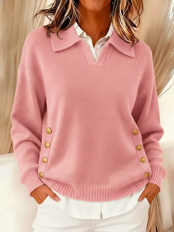 Vynette™ | V-hals sweater med krave — 2