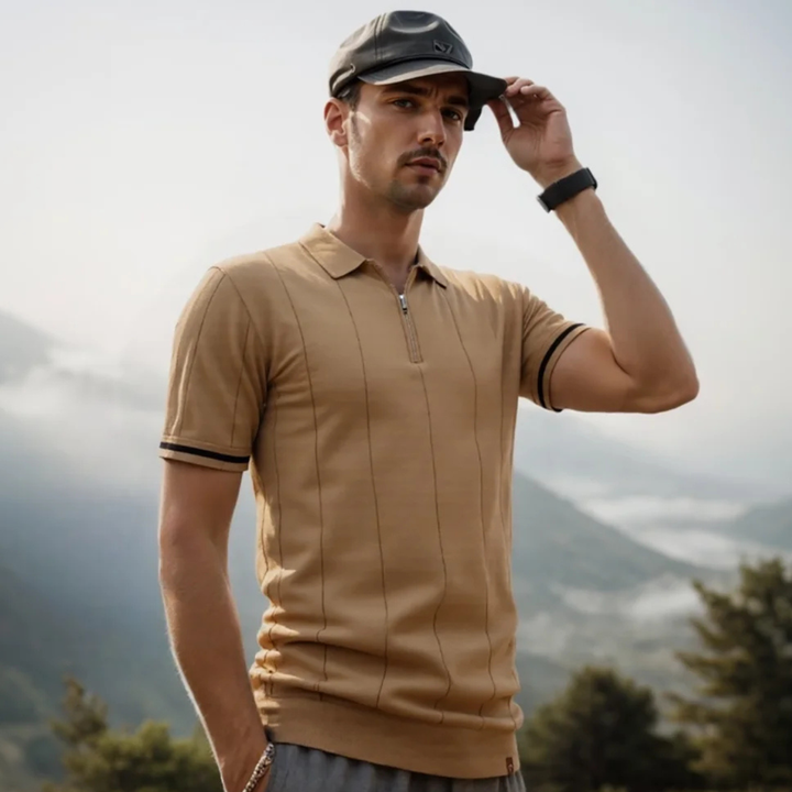 San Marino herre Zip Up slim fit poloshirt
