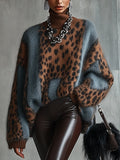 Leopard print rullekrave sweater