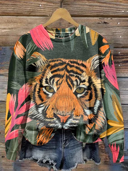 Sweater med rund hals og stilfuldt print — 3