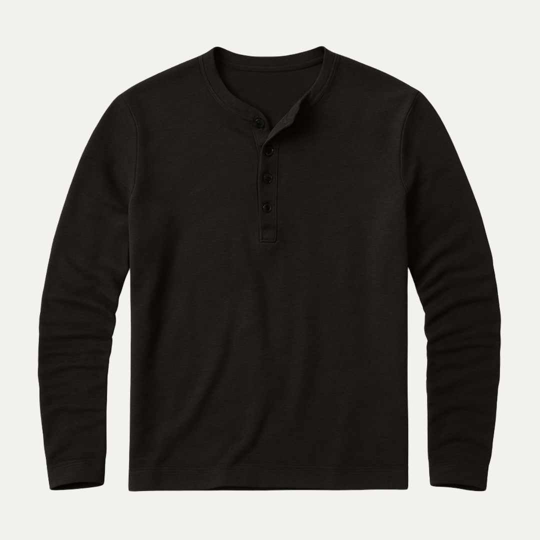Freja Andersen | Herre langærmet Henley skjorte - moderne bomuld top