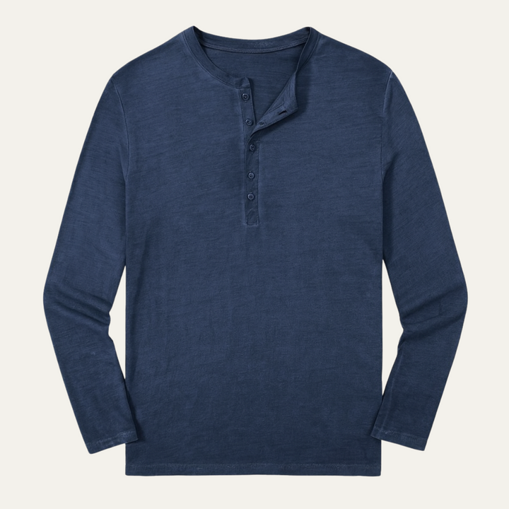 Freja Andersen | Herre langærmet Henley skjorte - moderne bomuld top