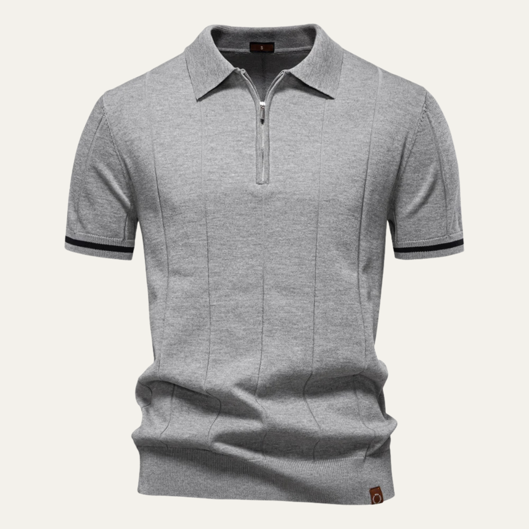 San Marino herre Zip Up slim fit poloshirt