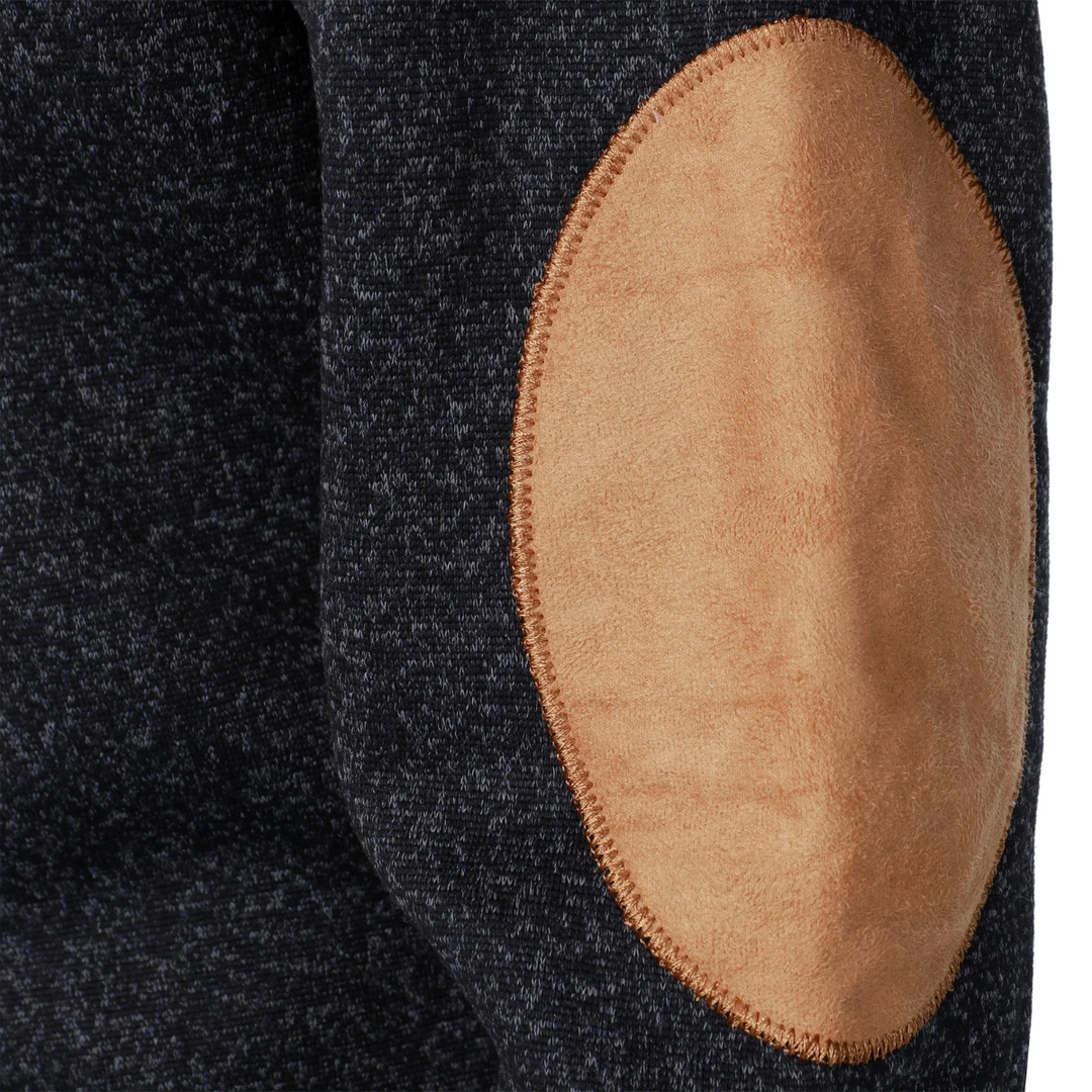 Freja Andersen | Herre stående krave fleecetrøje med ruskind Elbow Patches