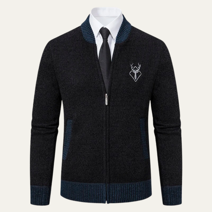 Clapham | Herre Embroidered stilren strik Zip trøje
