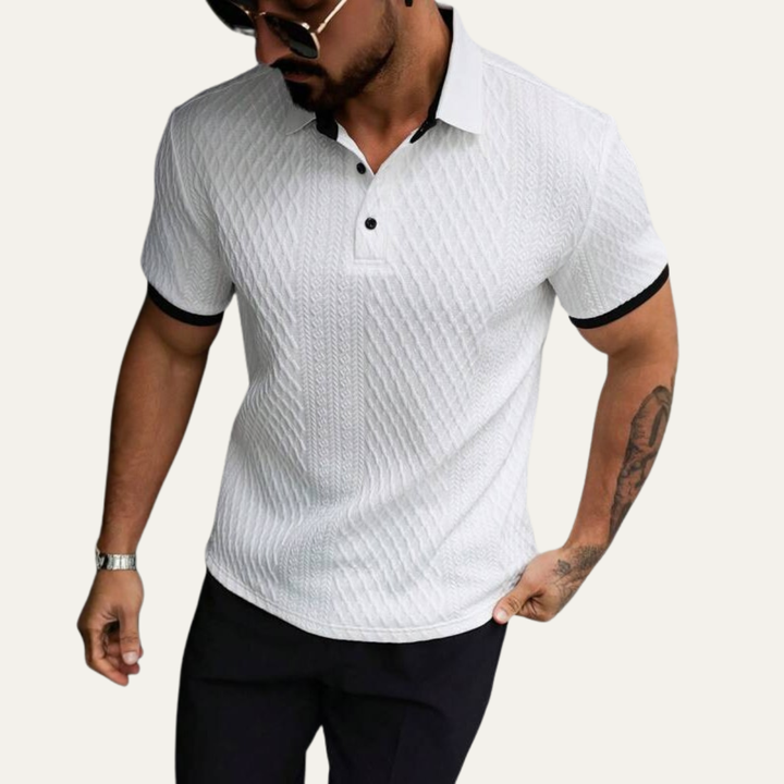 Cedarcrest Park herre Elegant tekstureret poloshirt med Contrast krave