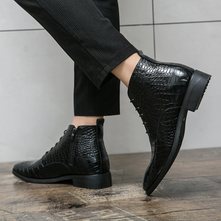 Stromboli | Herre Crocodile Pattern læder Ankle støvler - sort