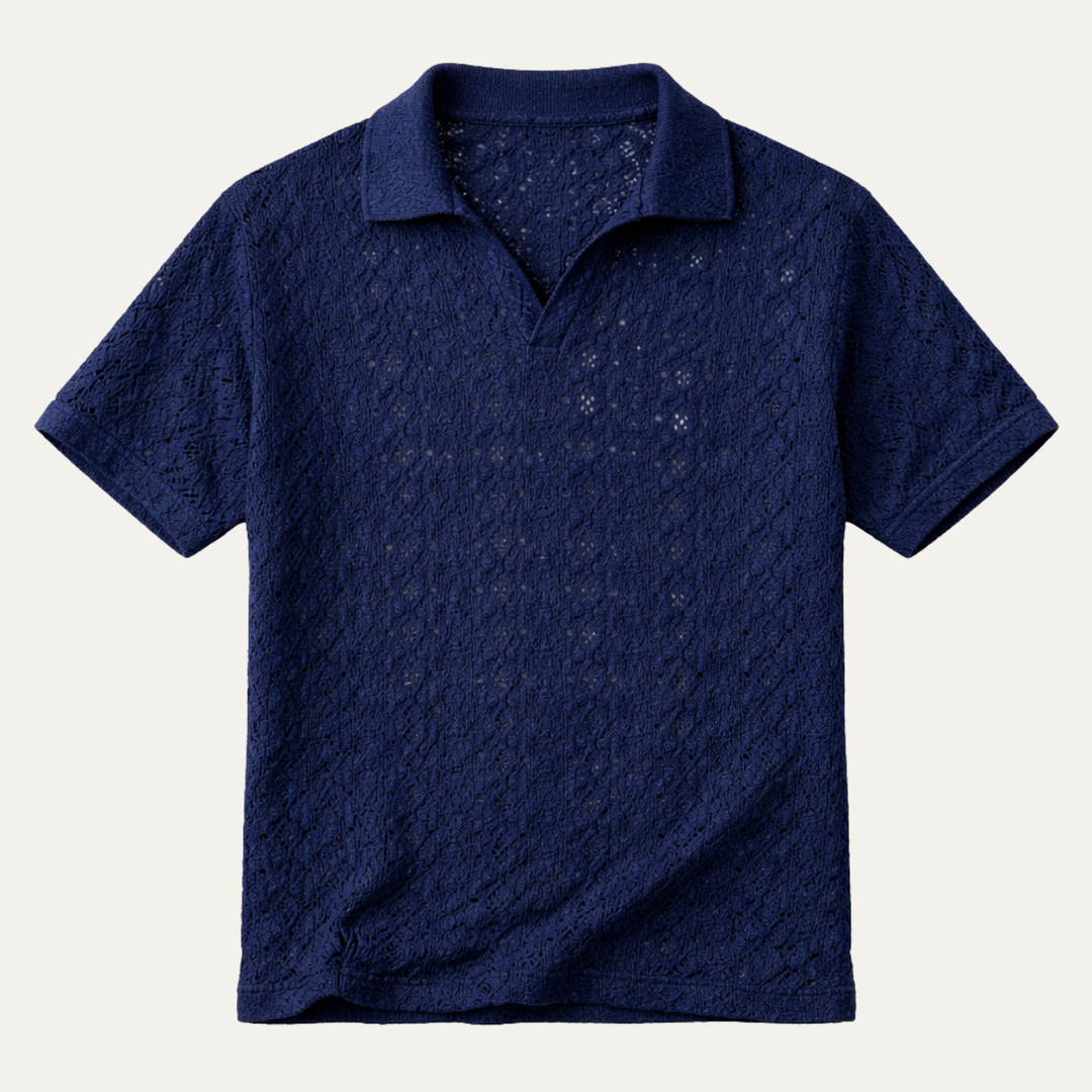 Glenridge Hill herre Bohemian Crochet Mesh hør skjorte - marineblå
