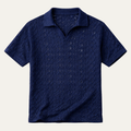 Glenridge Hill herre Bohemian Crochet Mesh hør skjorte | marineblå
