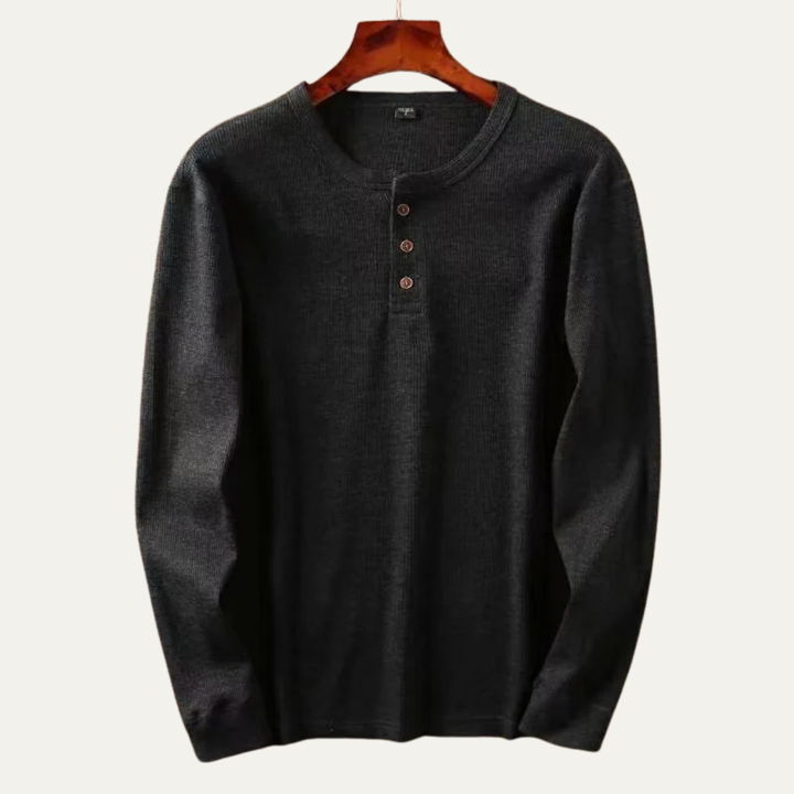 Glenhurst Park herre slim fit Thermal bomuld Waffle strik Henley skjorte