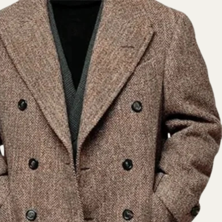 Freja Andersen | Herre vintage uldblanding dobbeltknappet tweed vinter blazer