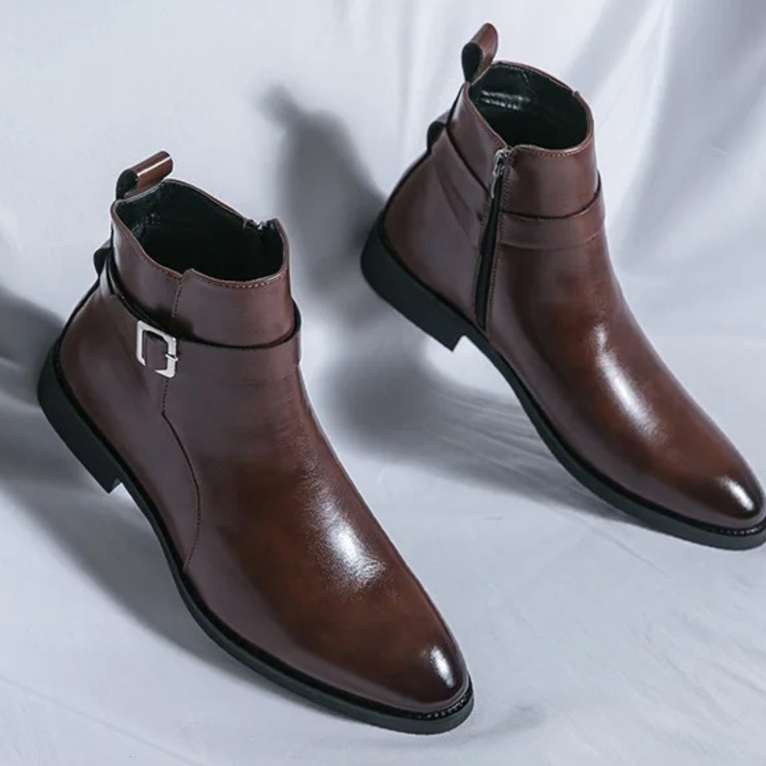 Franciacorta | Herre læder Ankle støvler med Side Zip & Non Slip Sole