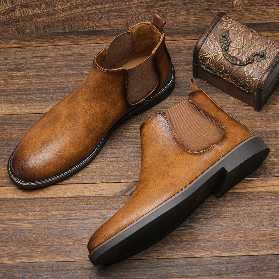 Mantova | Herre klassisk Retro Slip On Ankle læder Chelsea-støvler
