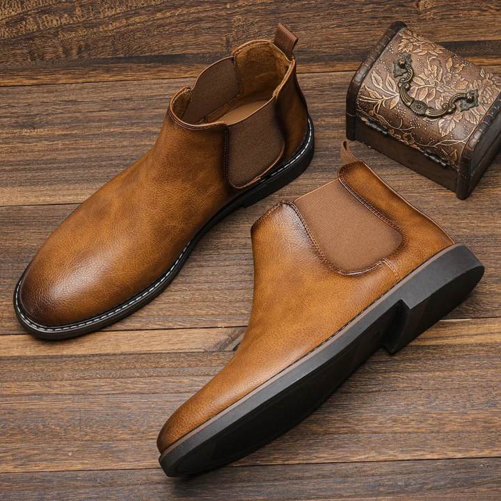 Mantova | Herre klassisk Retro Slip On Ankle læder Chelsea-støvler