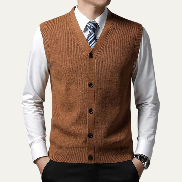 Freja Andersen | Herre stilren knap strik Waistcoat