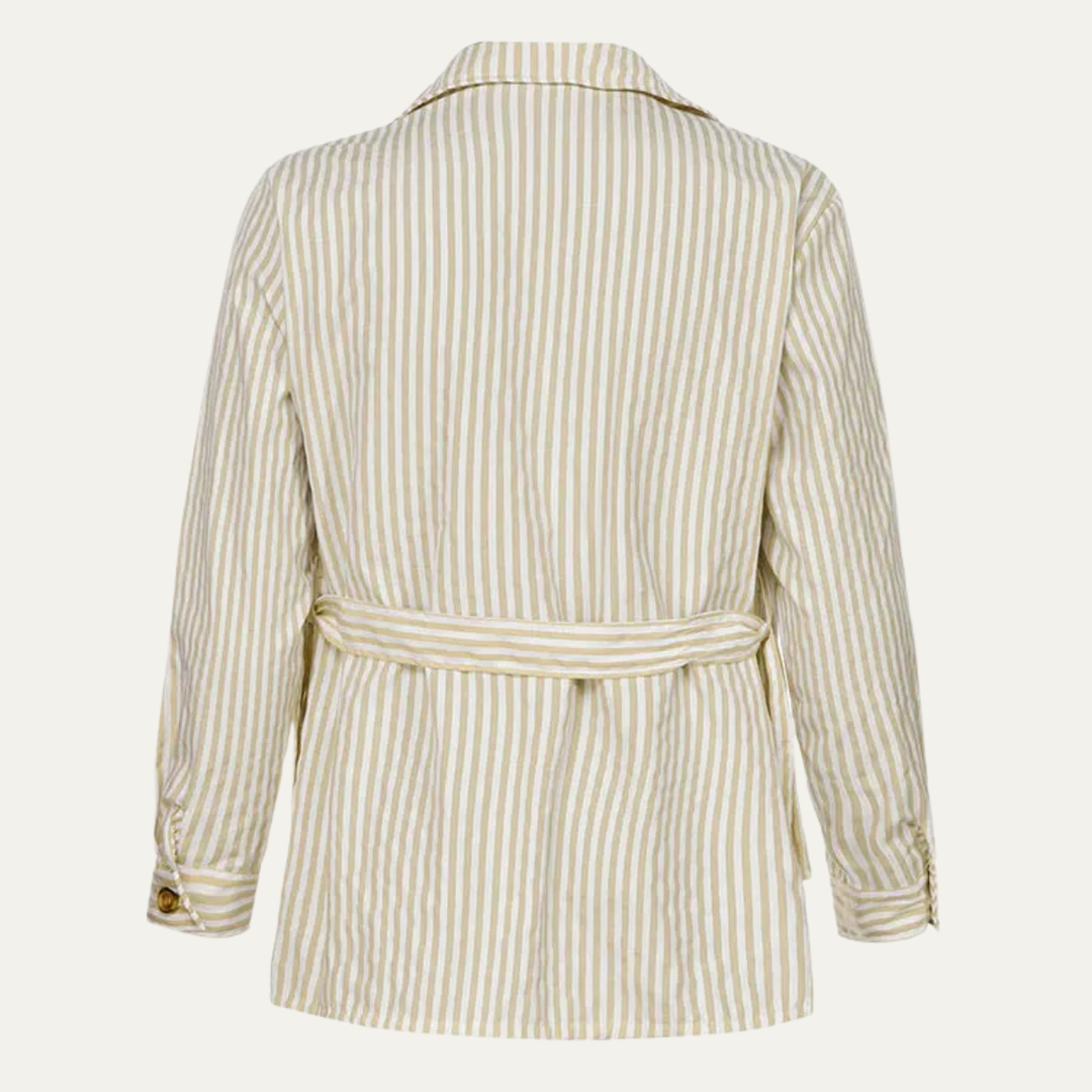 Freja Andersen | Herre Streetwear stribet knap-Down skjorte med lommer