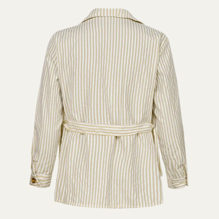 Freja Andersen | Herre Streetwear stribet knap-Down skjorte med lommer