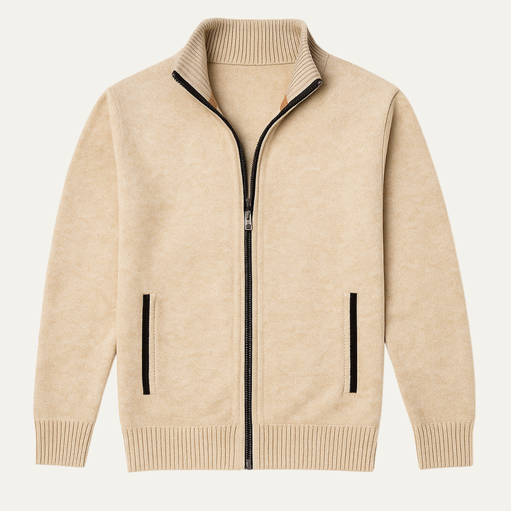 Glenwood | Herre klassisk strikket Zip cardigan med stående krave